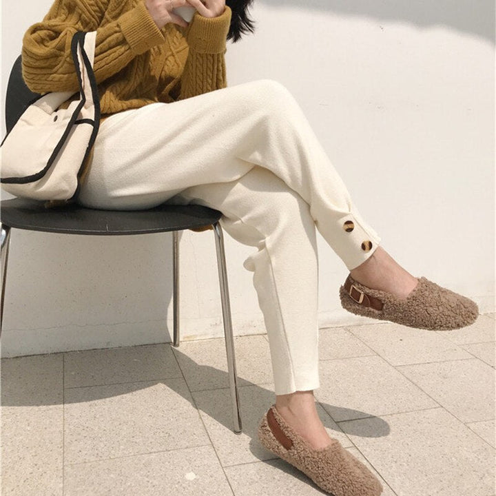 Pantaloni in felpa ampi con bottoni