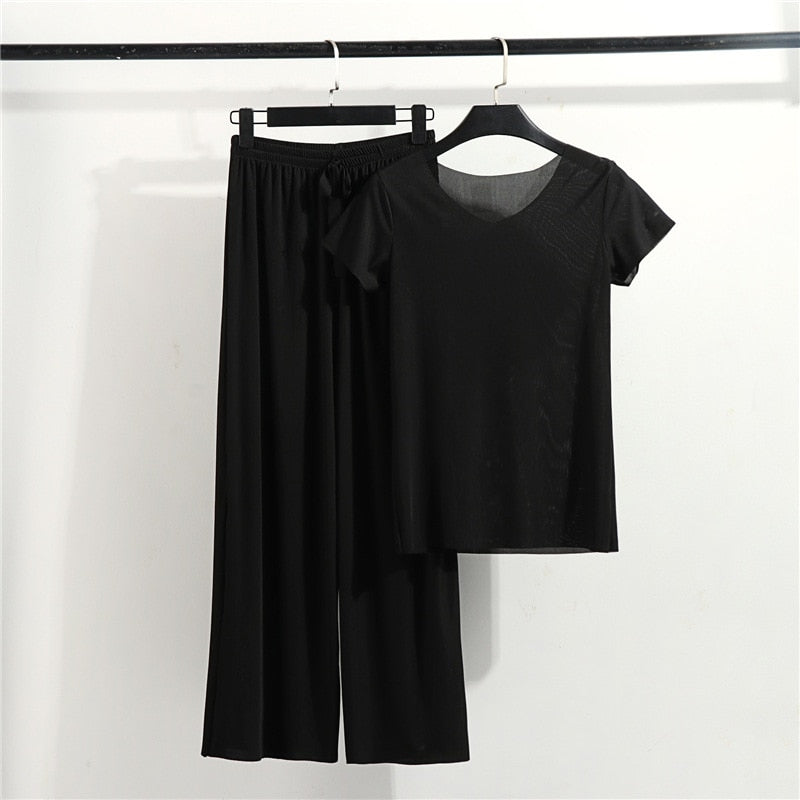 Completo abbigliamento casa con pantaloni lunghi