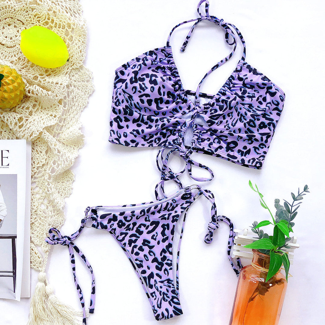 Costume da bagno a due pezzi fantasia leopardata