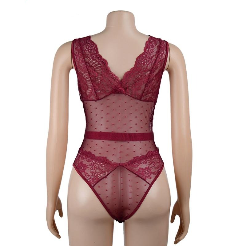 Body in pizzo con scollo a V