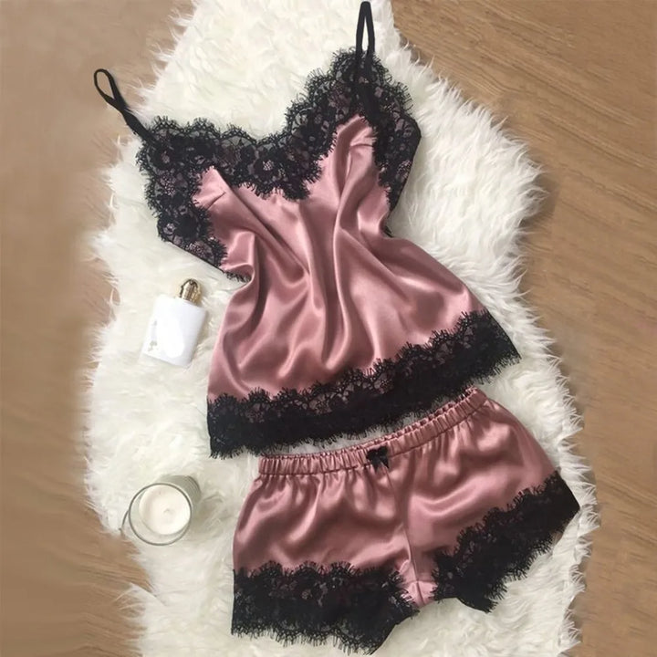 Biancheria da notte con pizzo nero