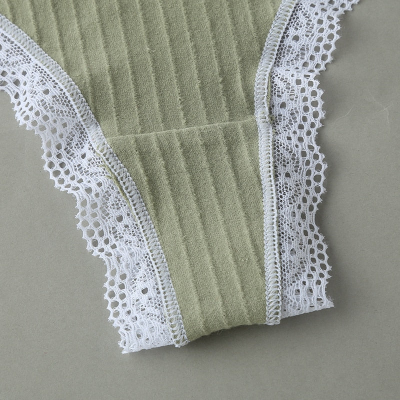 Perizoma in cotone con pizzo - 3 pezzi