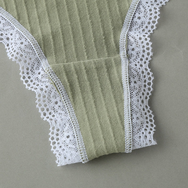Perizoma in cotone con pizzo - 3 pezzi