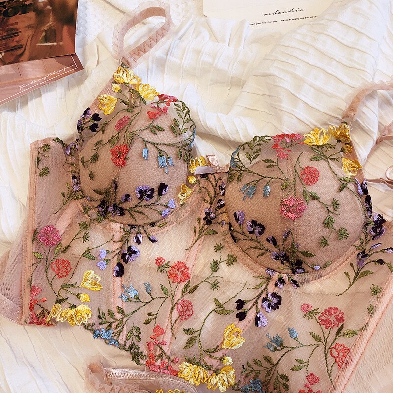 Completo intimo corsettato a fiori
