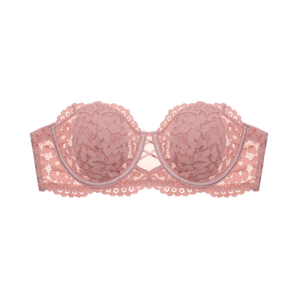 Reggiseno senza spalline con elegante pizzo