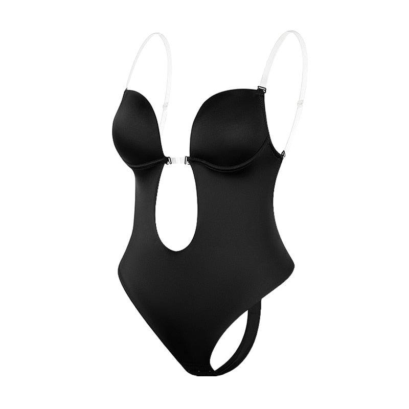 Body modellante con schiena scoperta e spalline trasparenti