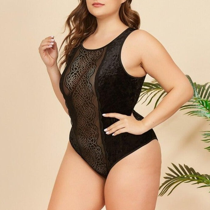 Body in pizzo con ricamo floreale
