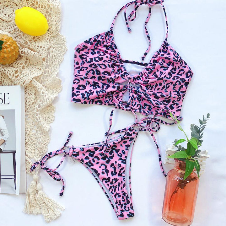 Costume da bagno a due pezzi fantasia leopardata