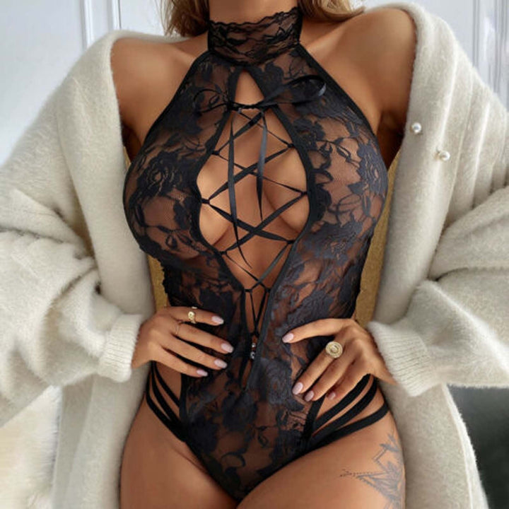 Body in pizzo con laccetti