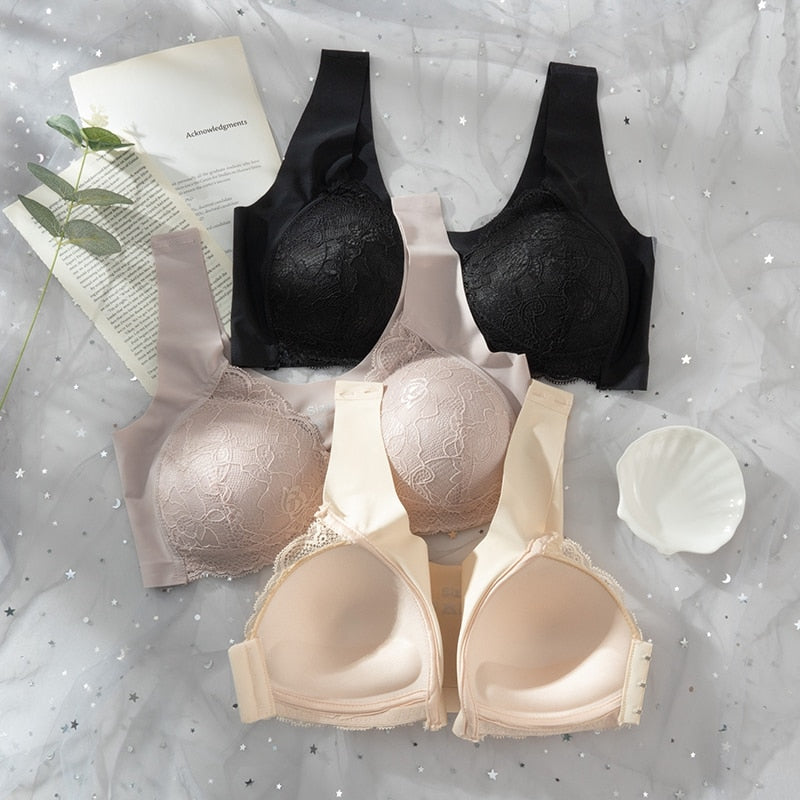 Reggiseno allacciabile davanti con inserto in pizzo
