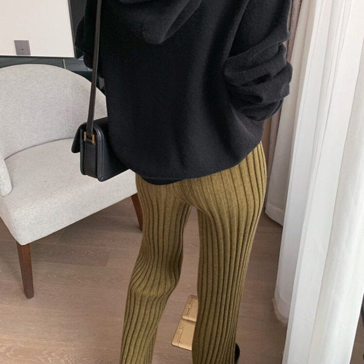 Pantaloni in cotone oversize a coste