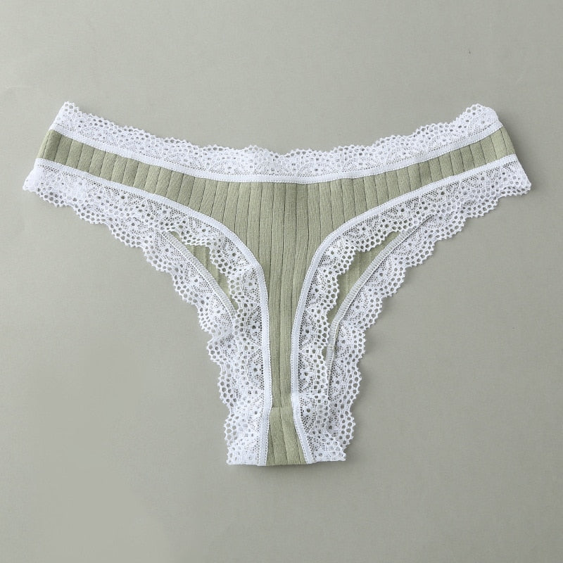 Perizoma in cotone con pizzo - 3 pezzi