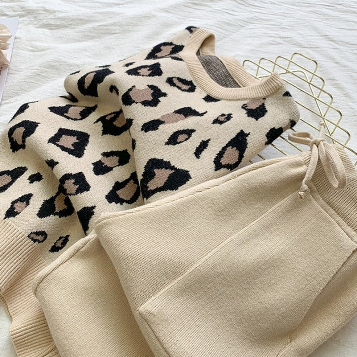 Completo intimo caldo fantasia leopardata