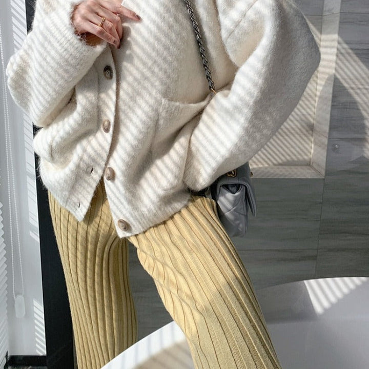 Pantaloni in cotone oversize a coste