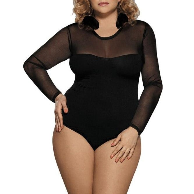 Body con manica lunga trasparente