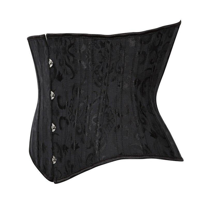 Corsetto nero sotto il seno con motivo jacquard e chiusura metallica busk