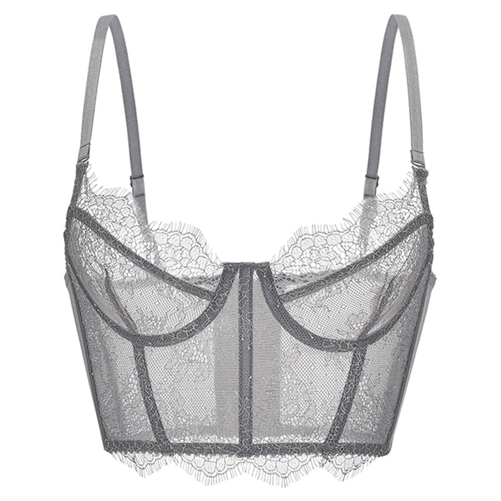 Reggiseno longline in pizzo floreale con finitura ciglia