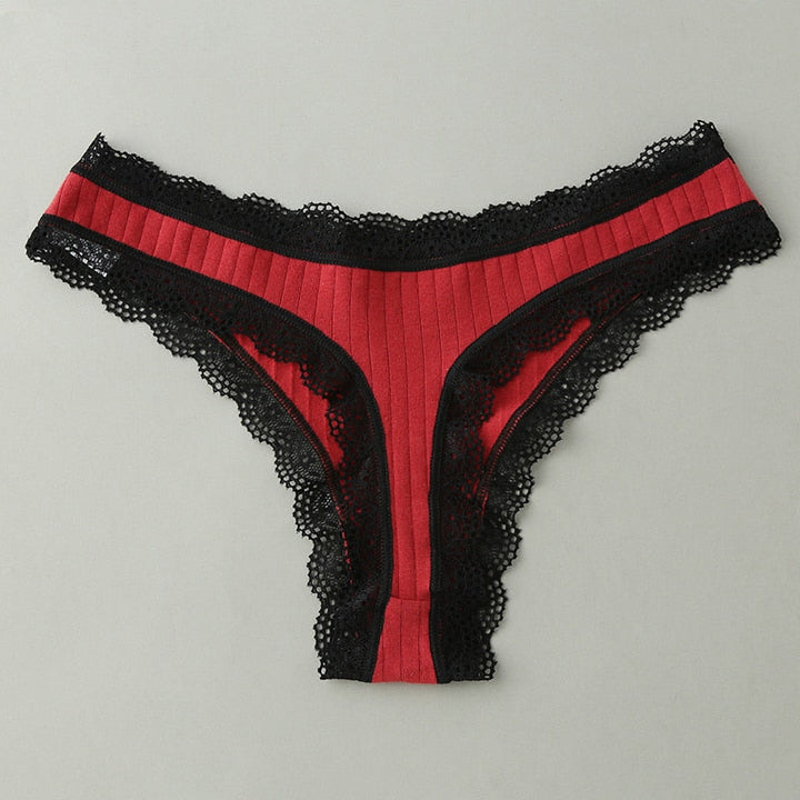 Perizoma in cotone con pizzo - 3 pezzi