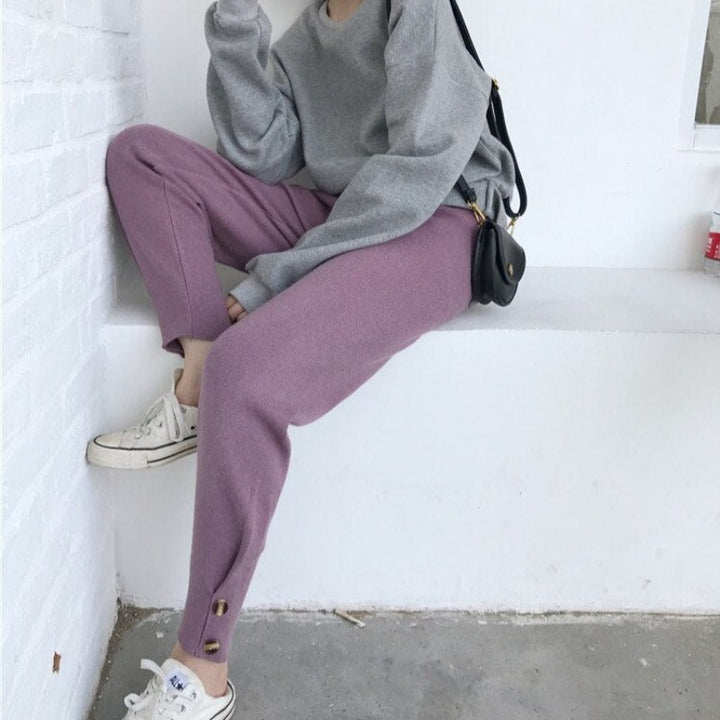 Pantaloni in felpa ampi con bottoni