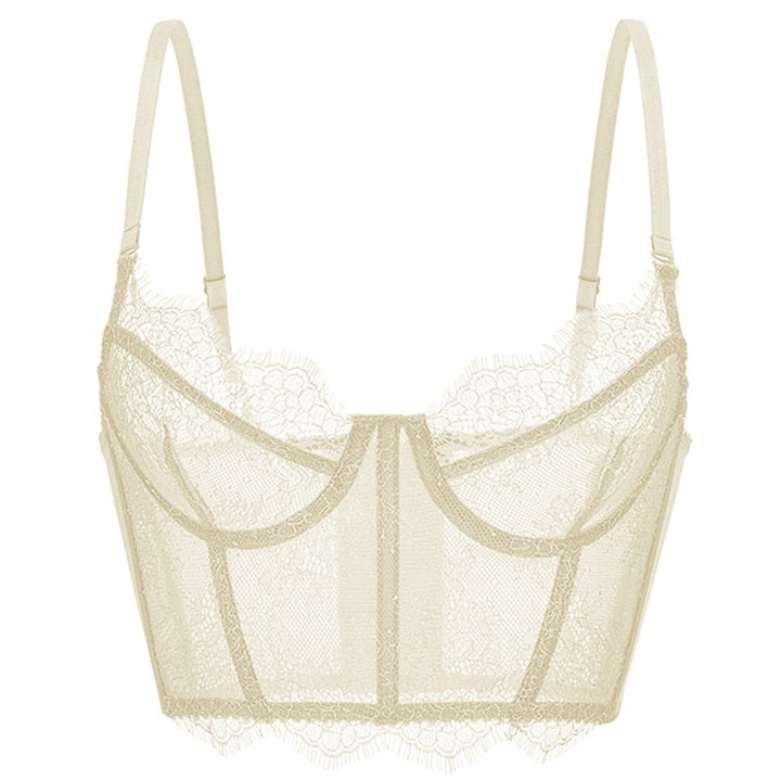 Reggiseno longline in pizzo floreale con finitura ciglia