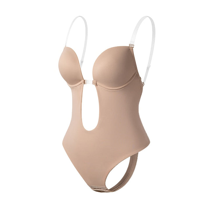 Body modellante con schiena scoperta e spalline trasparenti