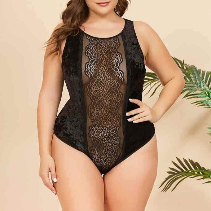 Body in pizzo con ricamo floreale