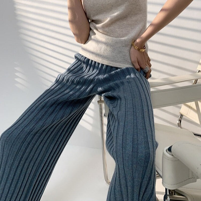 Pantaloni in cotone oversize a coste
