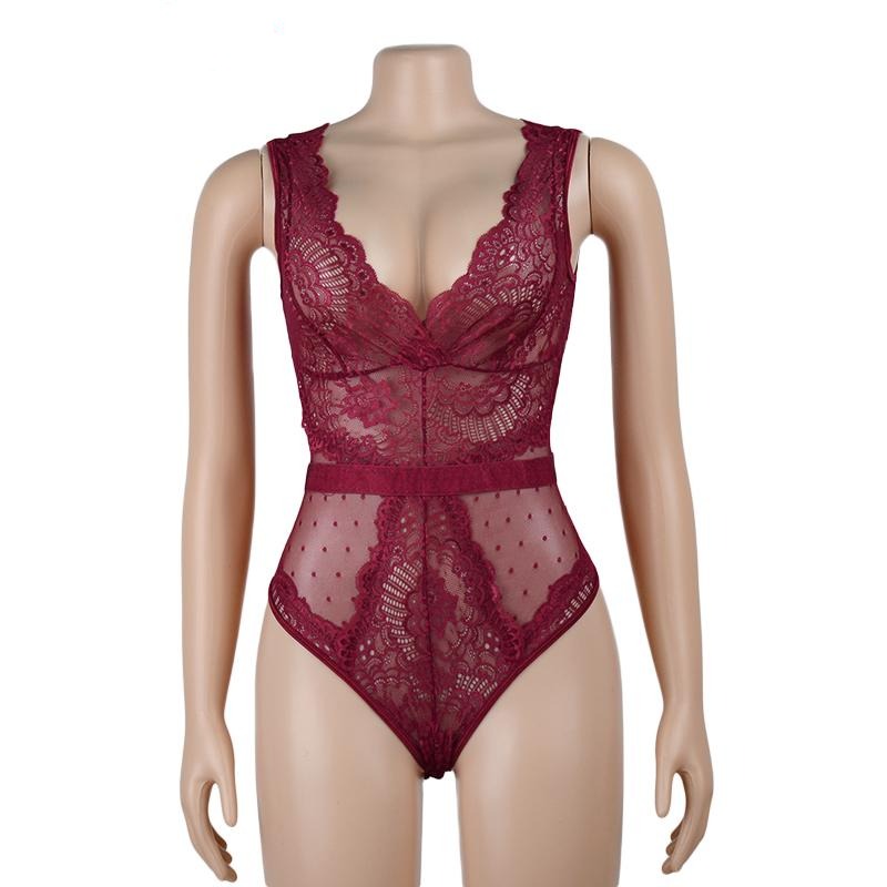 Body in pizzo con scollo a V