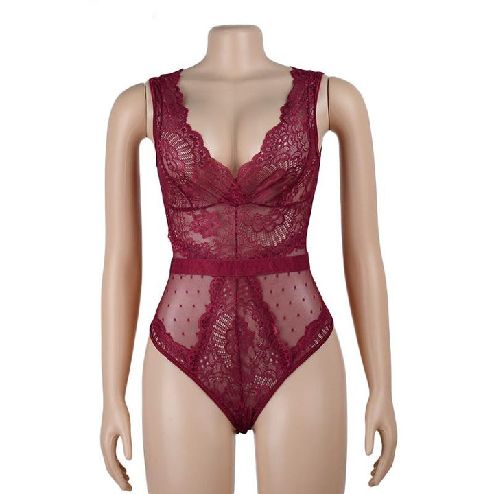 Body in pizzo con scollo a V