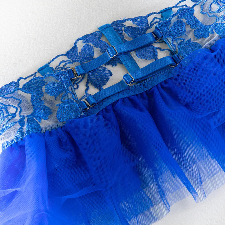 Completo intimo 4 pezzi con fiori ricamati