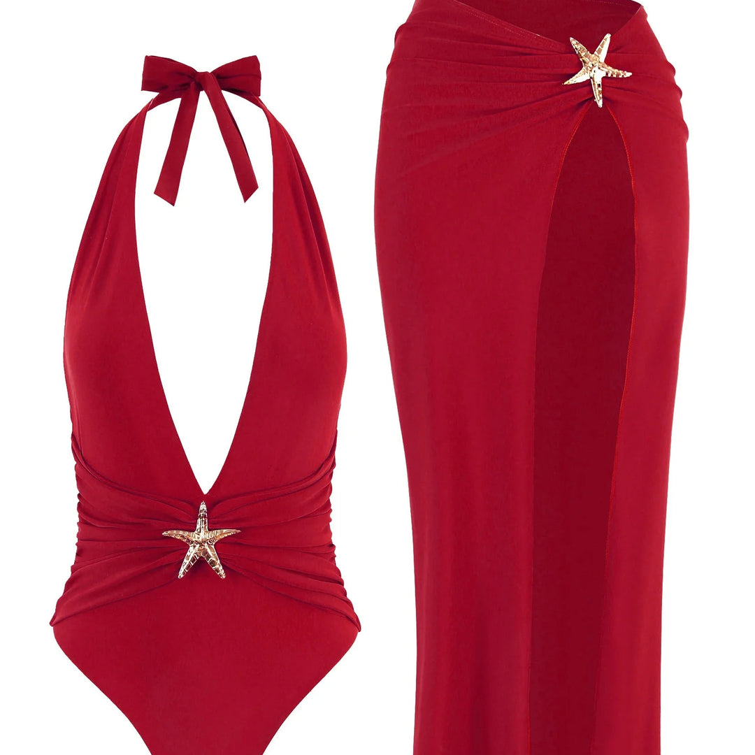 Set da spiaggia con gonna lunga e stella decorativa