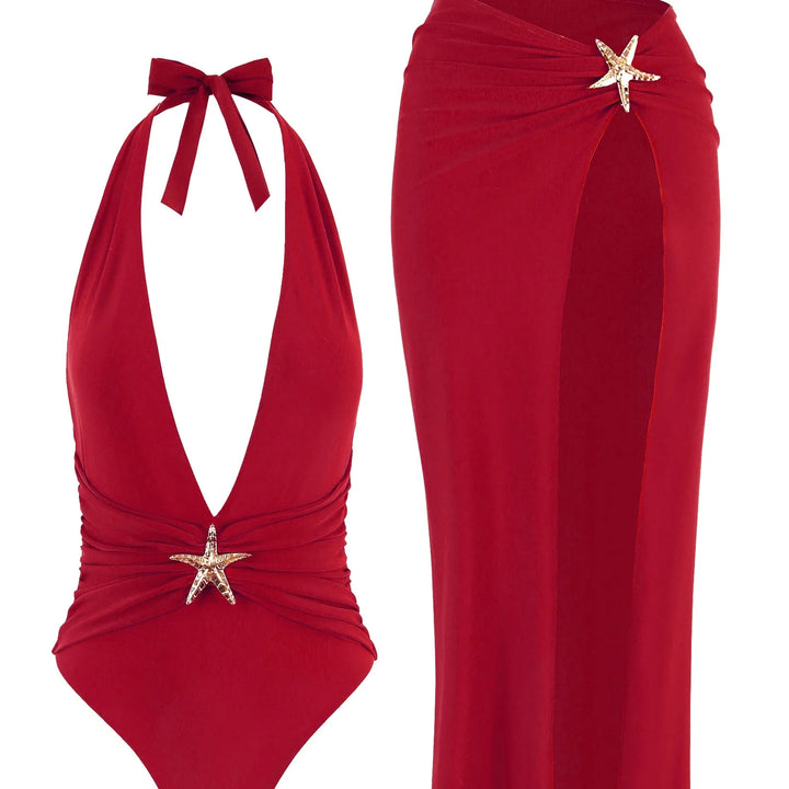 Set da spiaggia con gonna lunga e stella decorativa