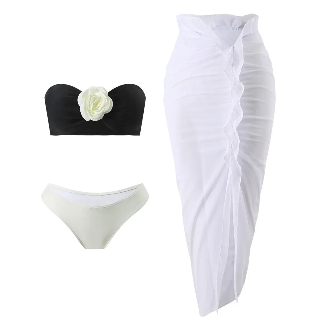 Set bikini 3 pezzi con gonna