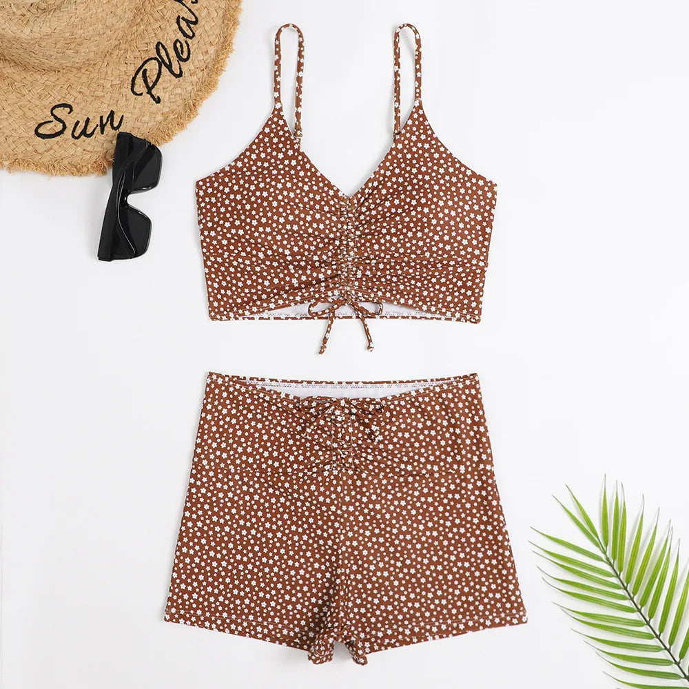 Costume da bagno con pantaloncini vita alta