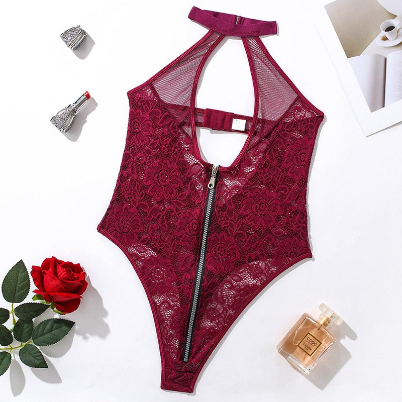 Body in pizzo con zip