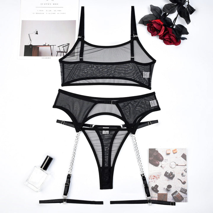 Completo intimo in rete con cintura