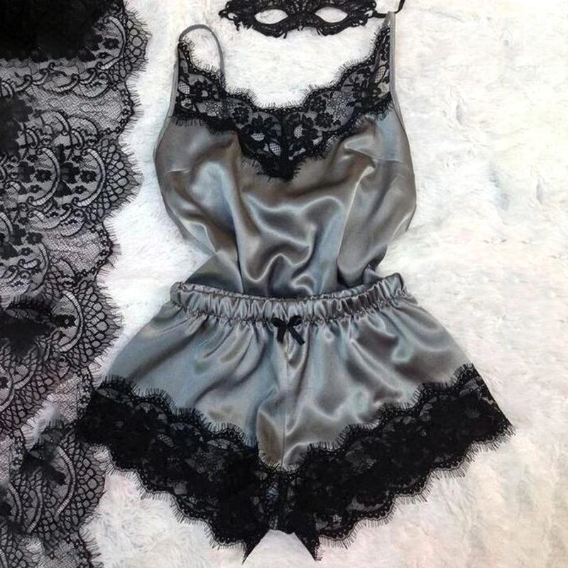 Biancheria da notte con pizzo nero