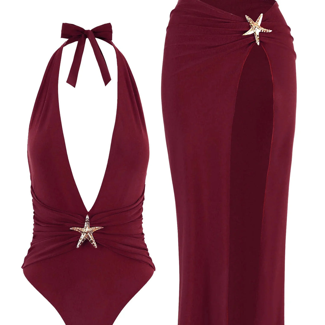Set da spiaggia con gonna lunga e stella decorativa