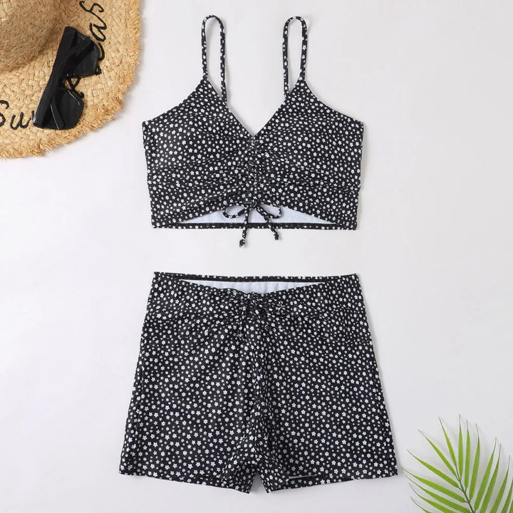 Costume da bagno con pantaloncini vita alta