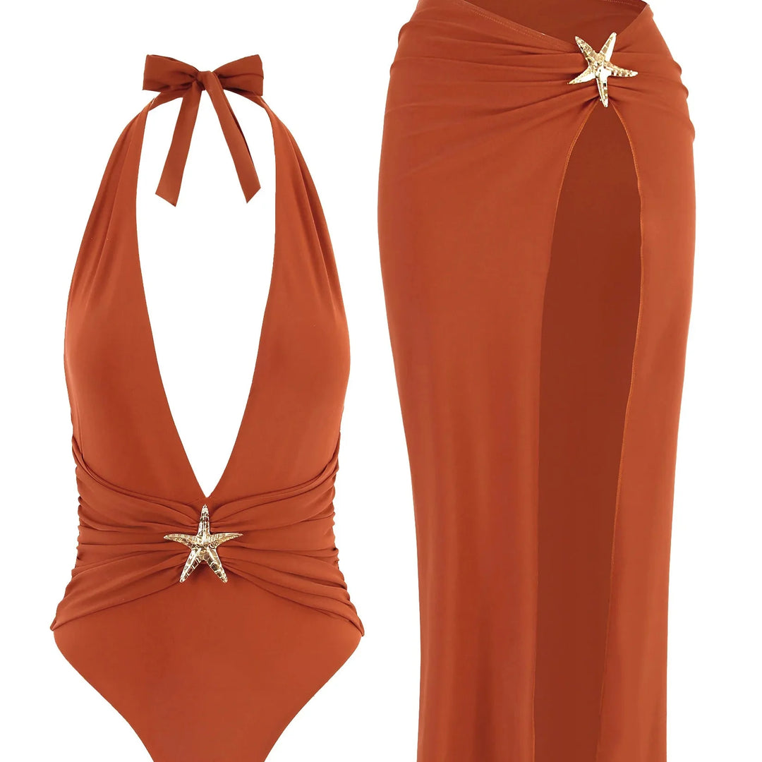Set da spiaggia con gonna lunga e stella decorativa