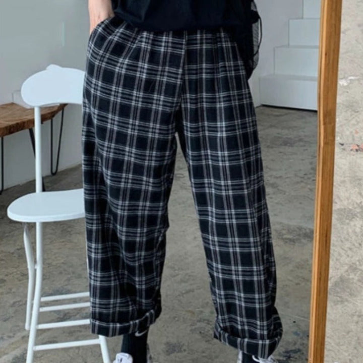 Pantaloni oversize larghi a quadri