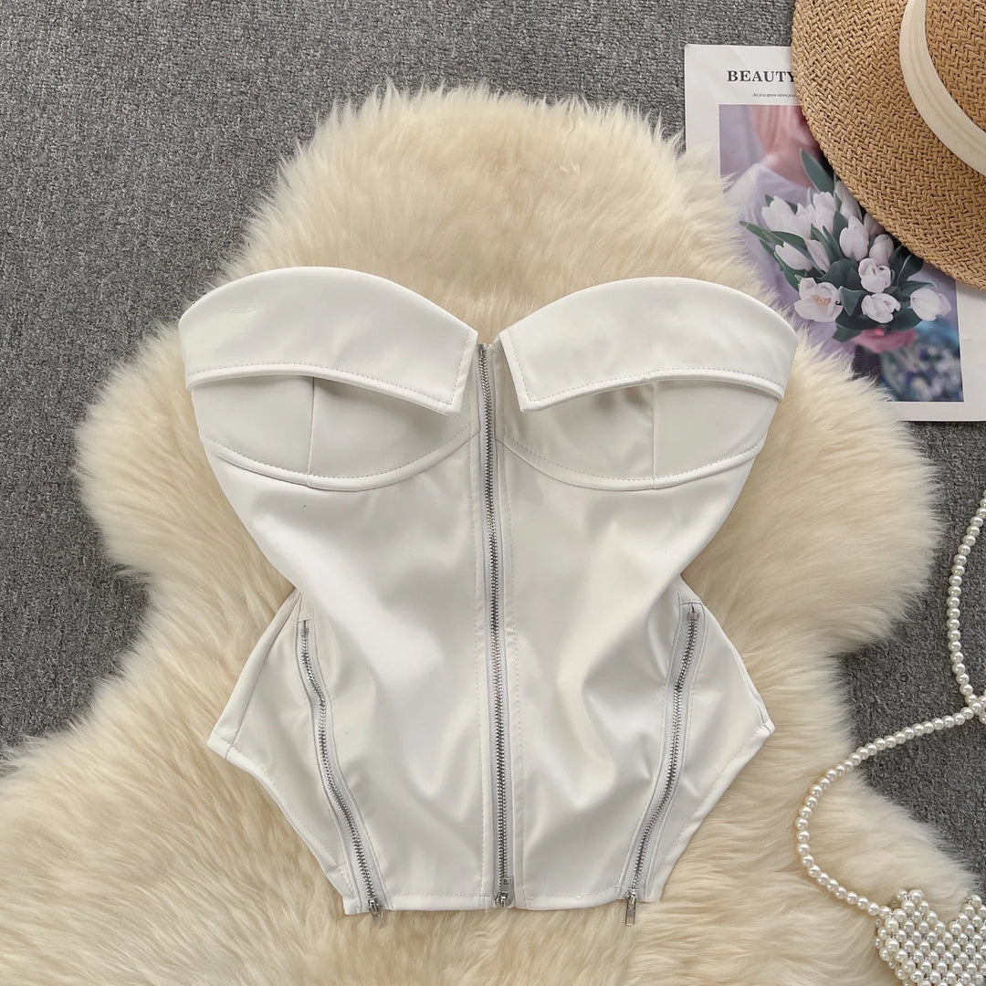 Corsetto in similpelle con zip