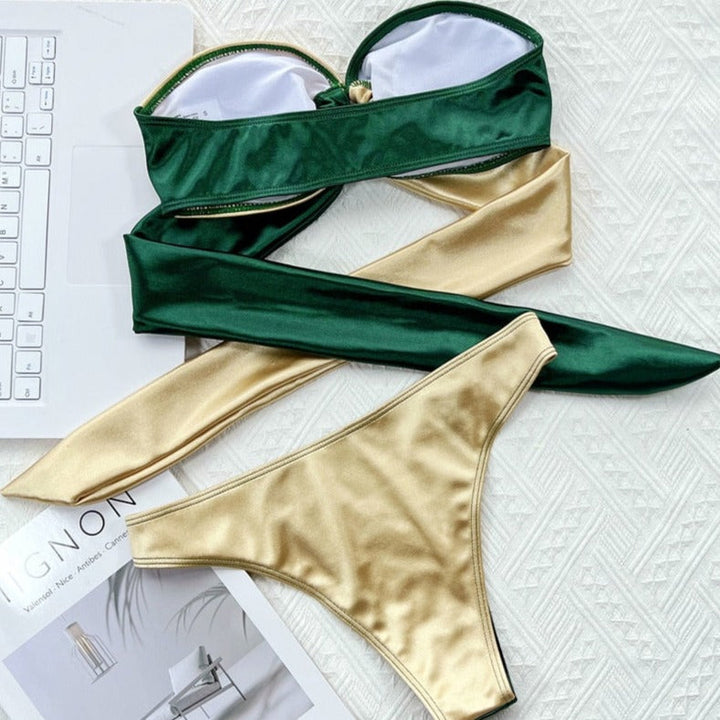 Costume da bagno a due pezzi bicolore