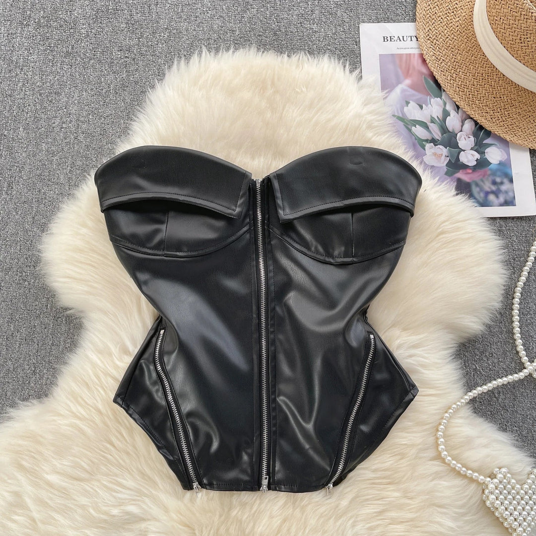 Corsetto in similpelle con zip