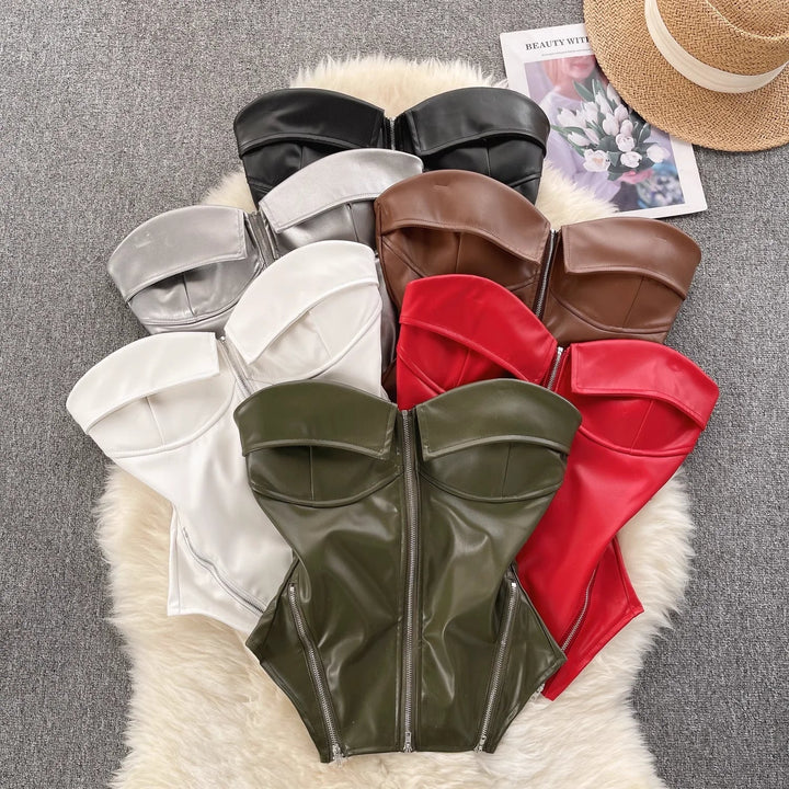 Corsetto in similpelle con zip