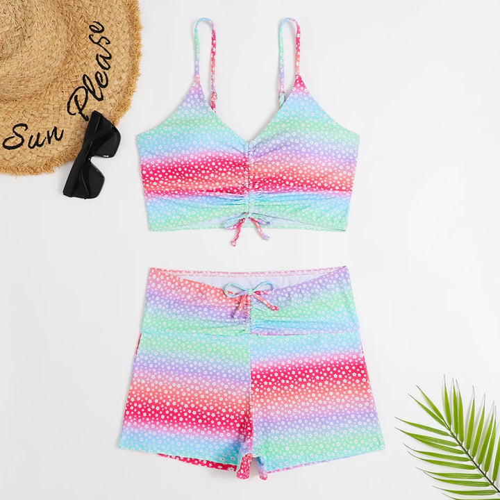 Costume da bagno con pantaloncini vita alta
