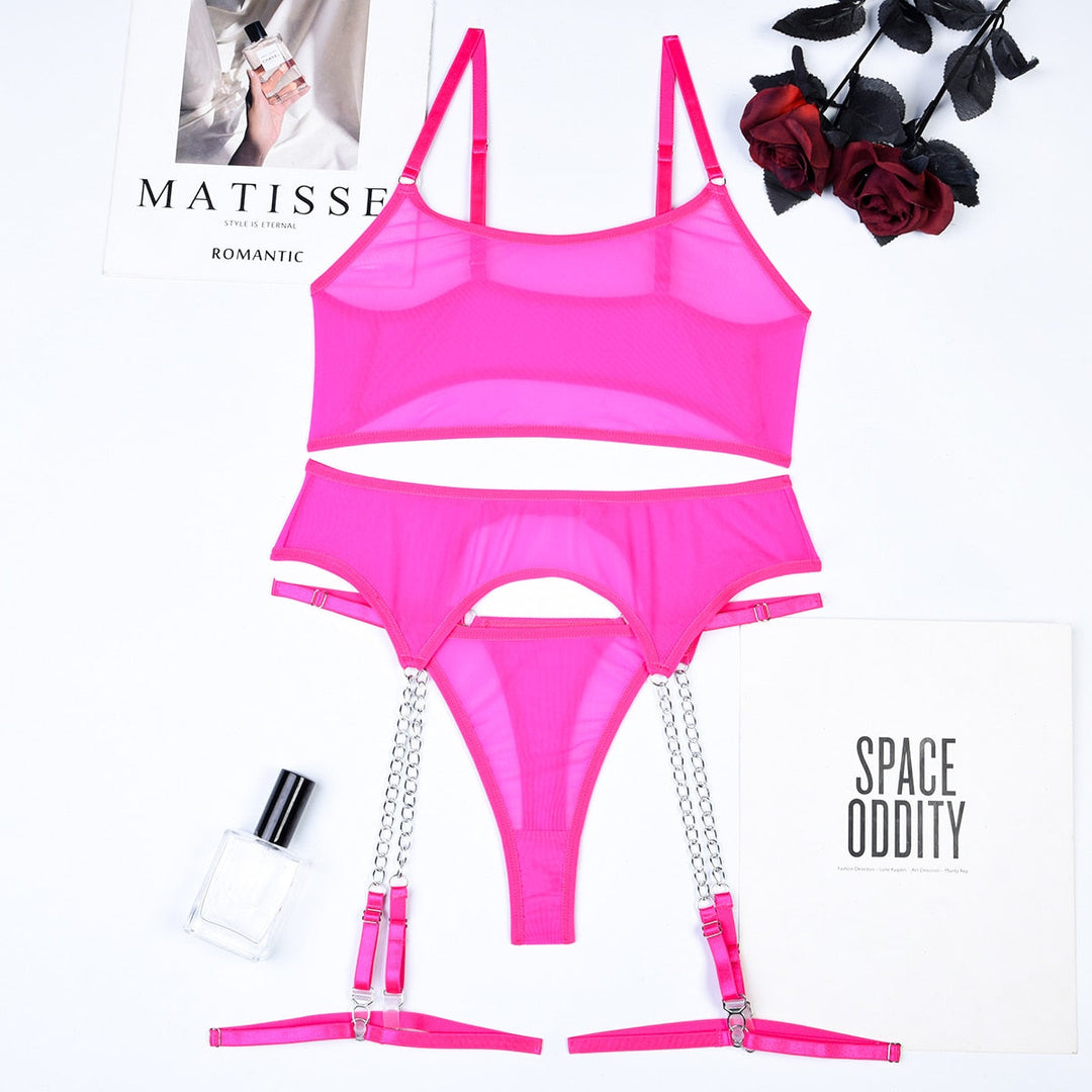 Completo intimo in rete con cintura