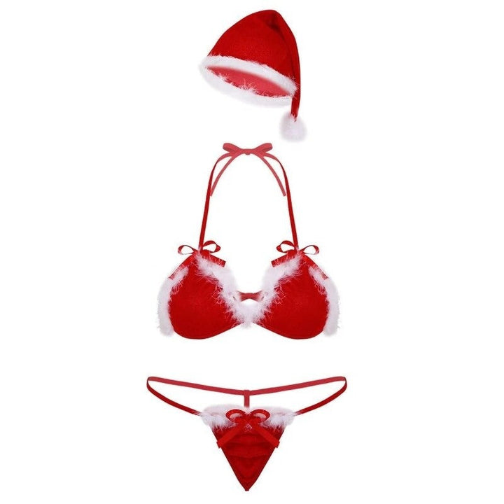 Completo intimo natalizio con pelliccia