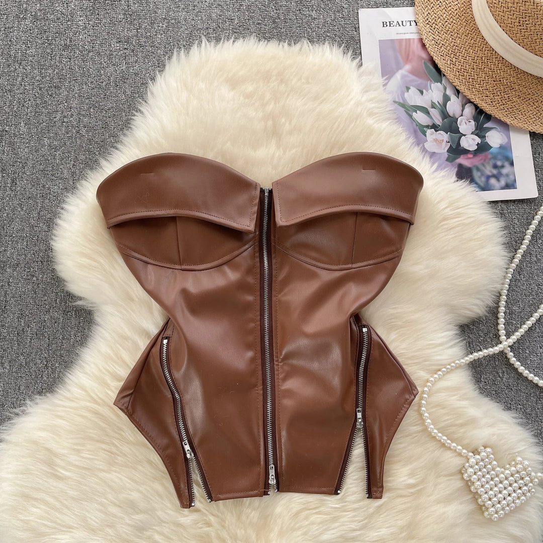 Corsetto in similpelle con zip
