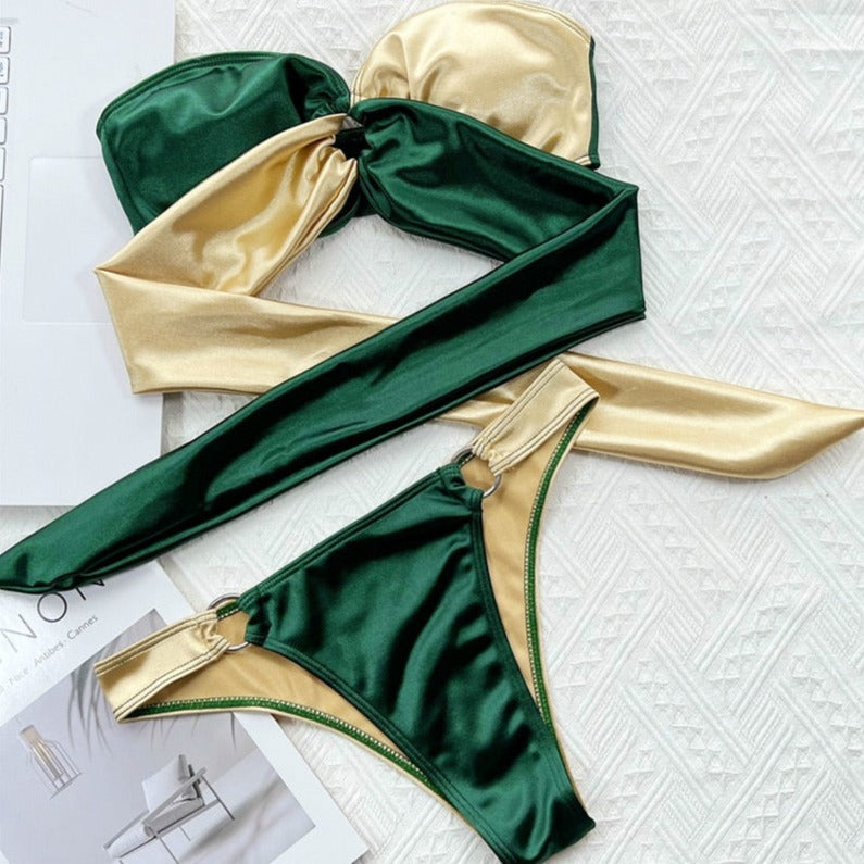 Costume da bagno a due pezzi bicolore